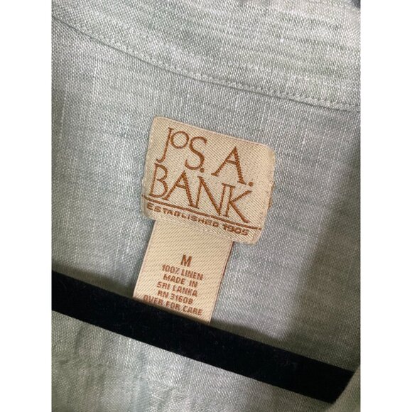Jos. A. Bank 100% Linen Button Up Shirt Men size Medium Light Green Short sleeve - Picture 12 of 14